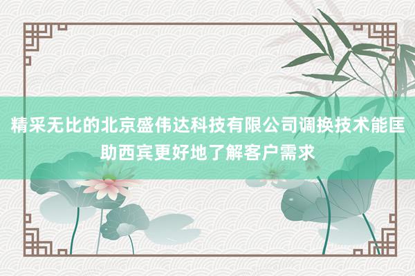 精采无比的北京盛伟达科技有限公司调换技术能匡助西宾更好地了解客户需求